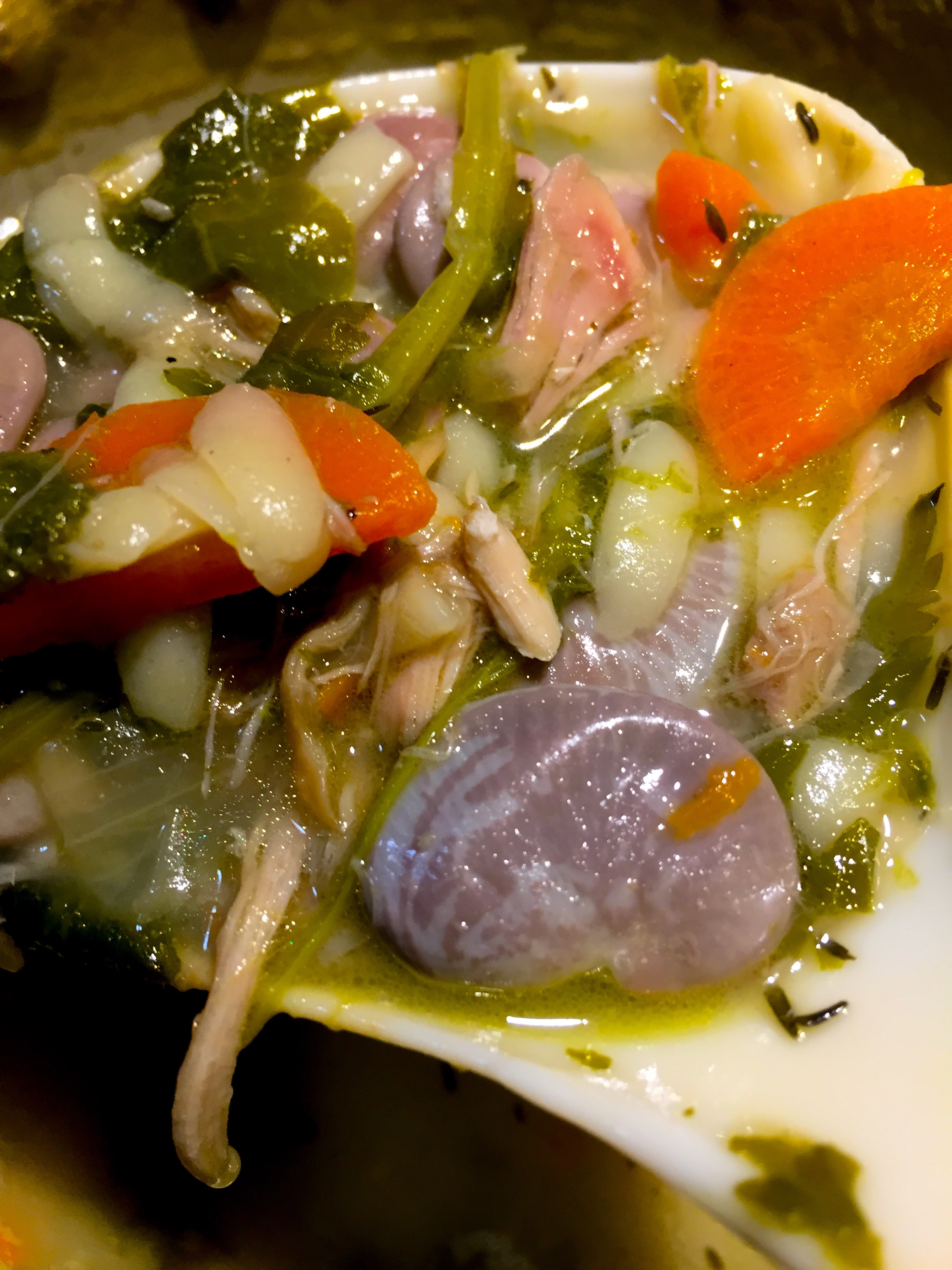 Ain't no cooking like Momma's Creamy Mustard Green and Chicken Veggie Soup