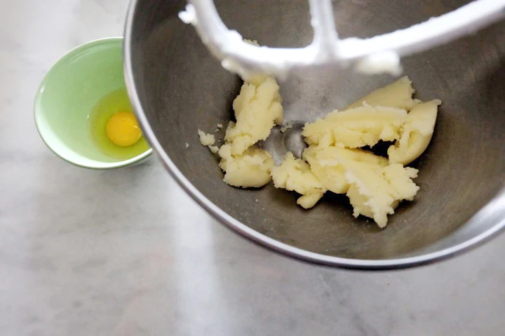 creamed butter and sugar in mixer