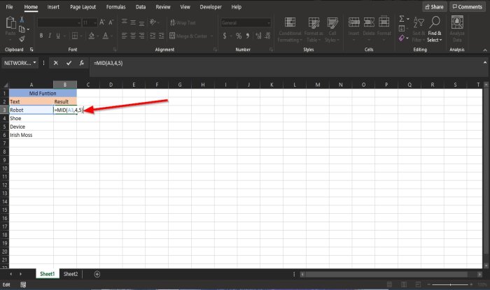 MicrosoftExcelのMIDおよびMIDB機能