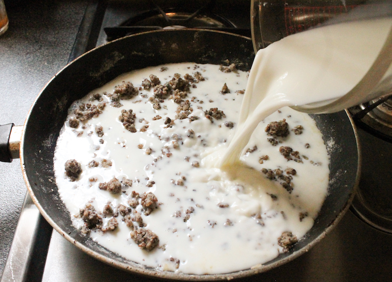 Food Lust People Love Baked Grits with Sausage Gravy