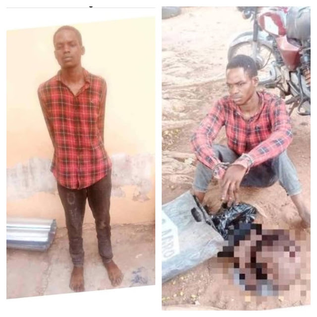 Young man caught with a fresh human head and a hand in Kwara state (Photos)