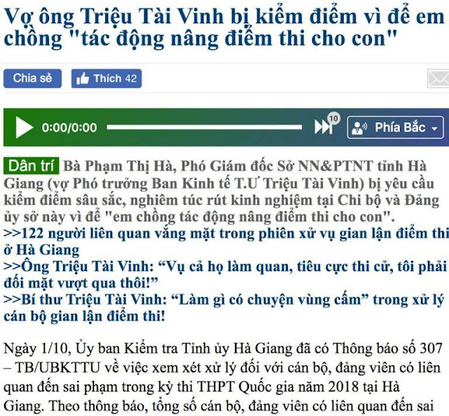 Ông Triệu Tài Vinh liệu có bám váy đàn bà để giữ con đường làm quan cho mình?