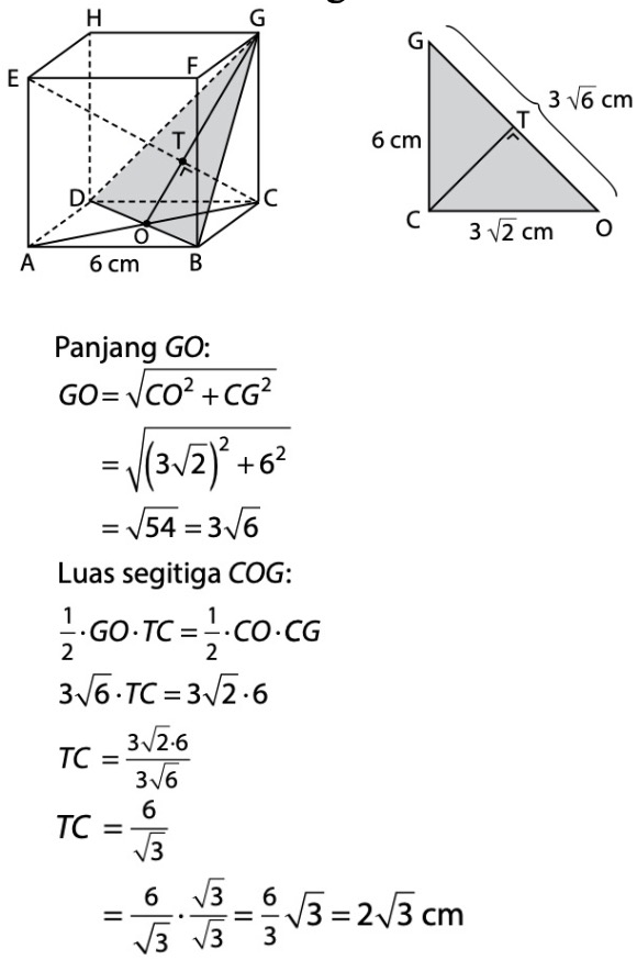 Diketahui kubus abcd.efgh memiliki panjang rusuk 6 cm. jarak titik g ke diagonal be