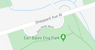 Map to the Don River Blvd parking lot for the Earl Bales off-leash dog park.