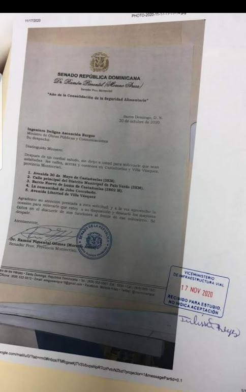 Moreno Arias dice yo sí solicite construcción de carreteras y muestro pruebas Moreno Arias dice yo sí solicite construcción de carreteras y muestro pruebas