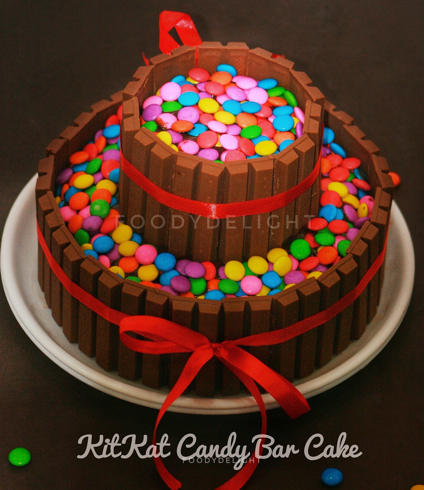 Foody Delight Kit Kat Candy Bar Cake With Colourful Chocoalte Gems