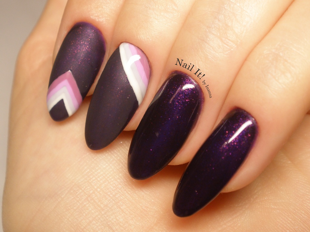 Geometric Stripes Nail Art (Indigo Nails "Miss Carrington", "Stalker