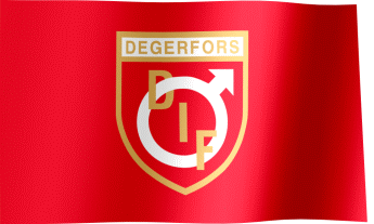 The waving flag of Degerfors IF with the logo (Animated GIF) (Degerfors IF Flagga)