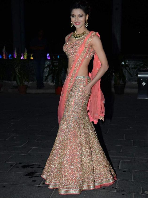 Actress Urvashi Rautela Hot Hip Navel Show Photos In Pink Dress