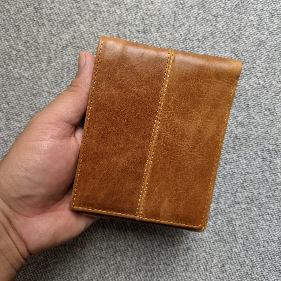 Ví ngang nam da bò màu nâu sáng