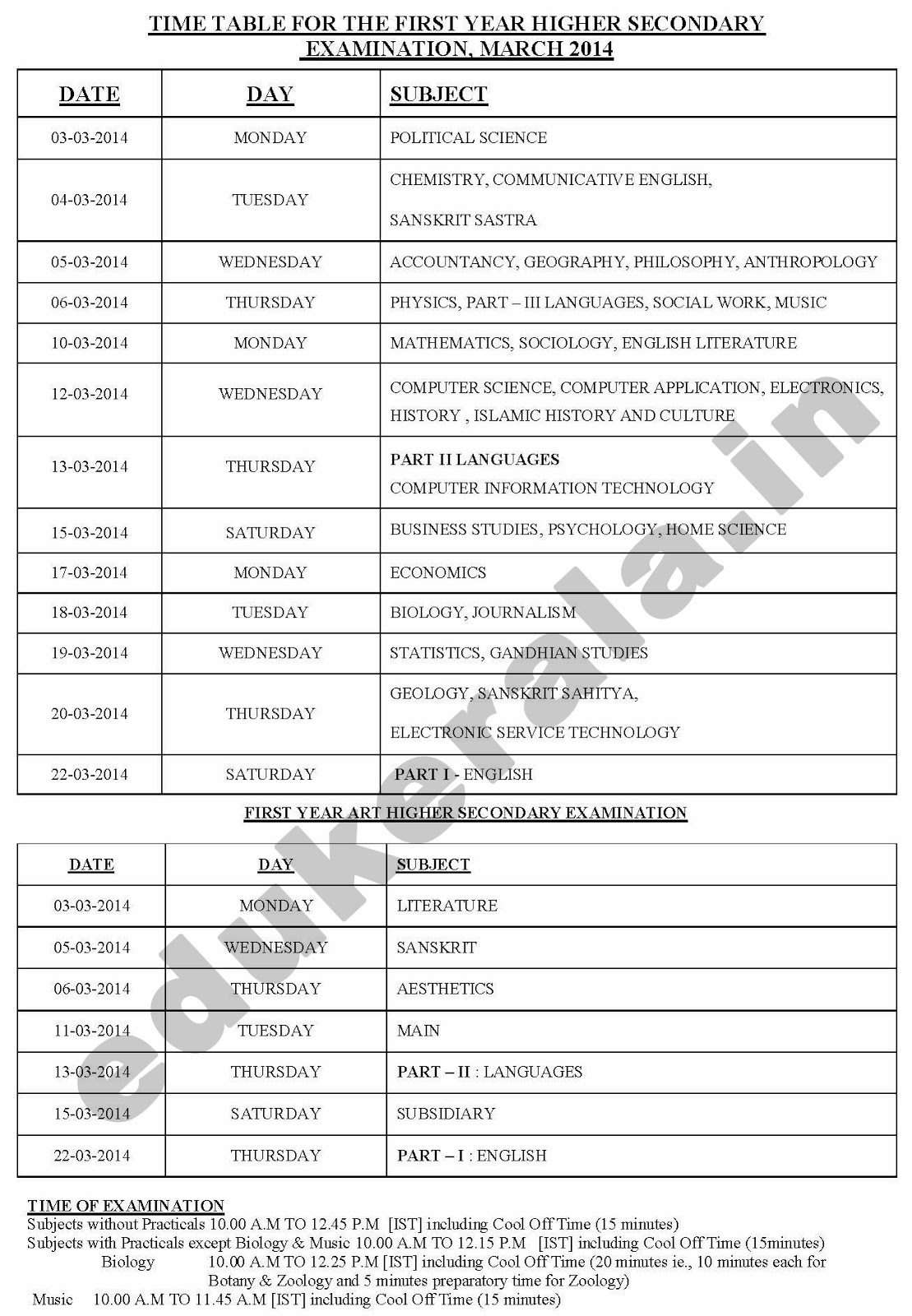 Kerala DHSE Plus One Exam Timetable 2014 Edu Kerala Kerala #39 s Kerala DHSE Plus One Exam Timetable 2014 Edu Kerala Kerala #39 s