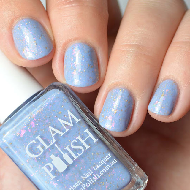 periwinkle nail polish with color shifting flakies