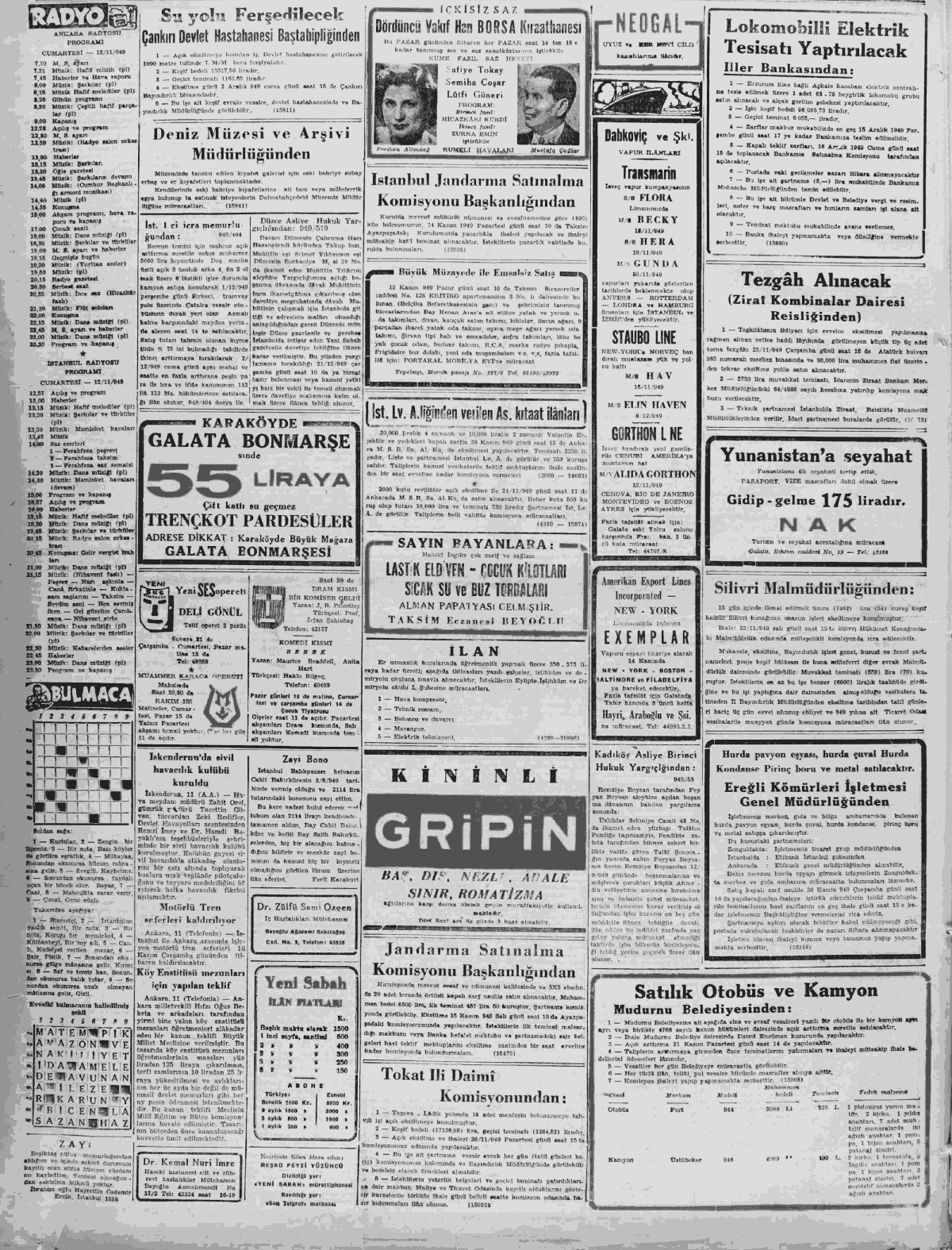 12 Kasım 1949 Yeni Sabah Tam Metin