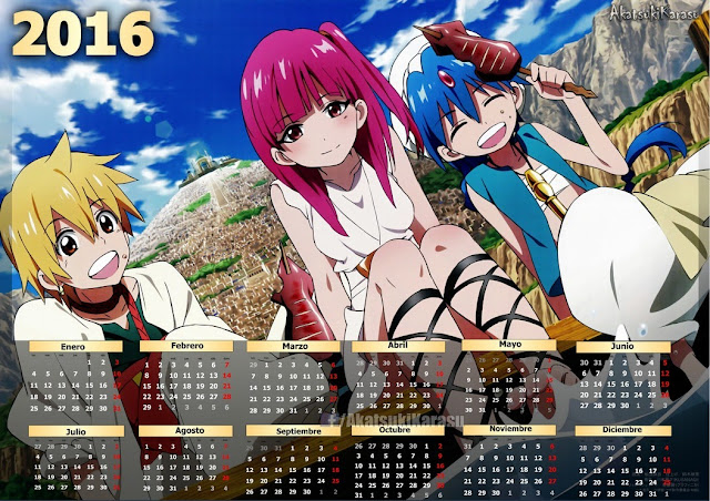 calendario 2016 anime magi