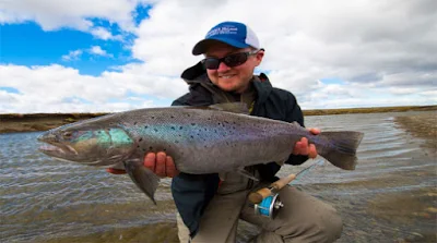 Fly fishing in Tierra del Fuego, Chile.