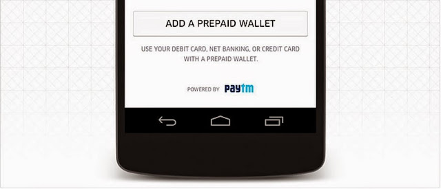 PayTM is integrated with UBER Use your debit, credit, net banking to register