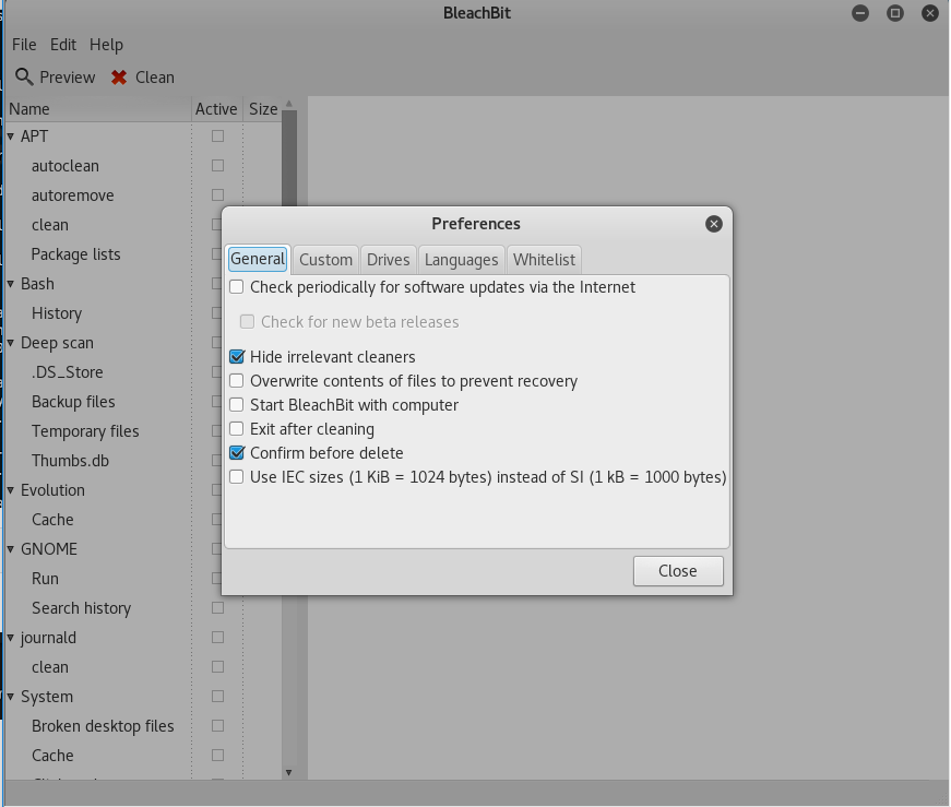 Kali Linux BleachBit Xóa bỏ dấu vết trên Kali Linux
