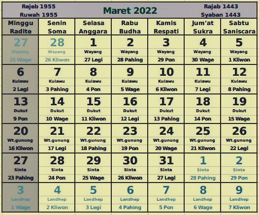 download kalender maret 2022