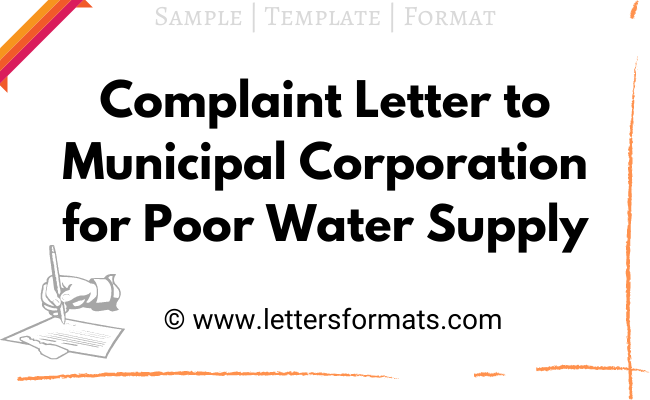 letter to municipal corporation regarding sewage problem