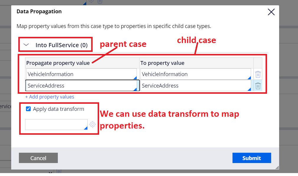 Data propagation in pega (Case Management) Pega Help Case
