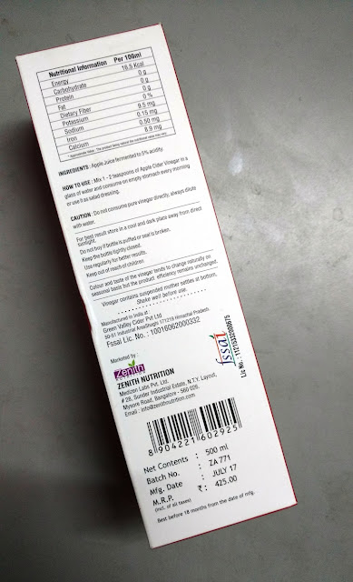 Zenith Nutritions Apple Cider Vinegar Review and Pictures