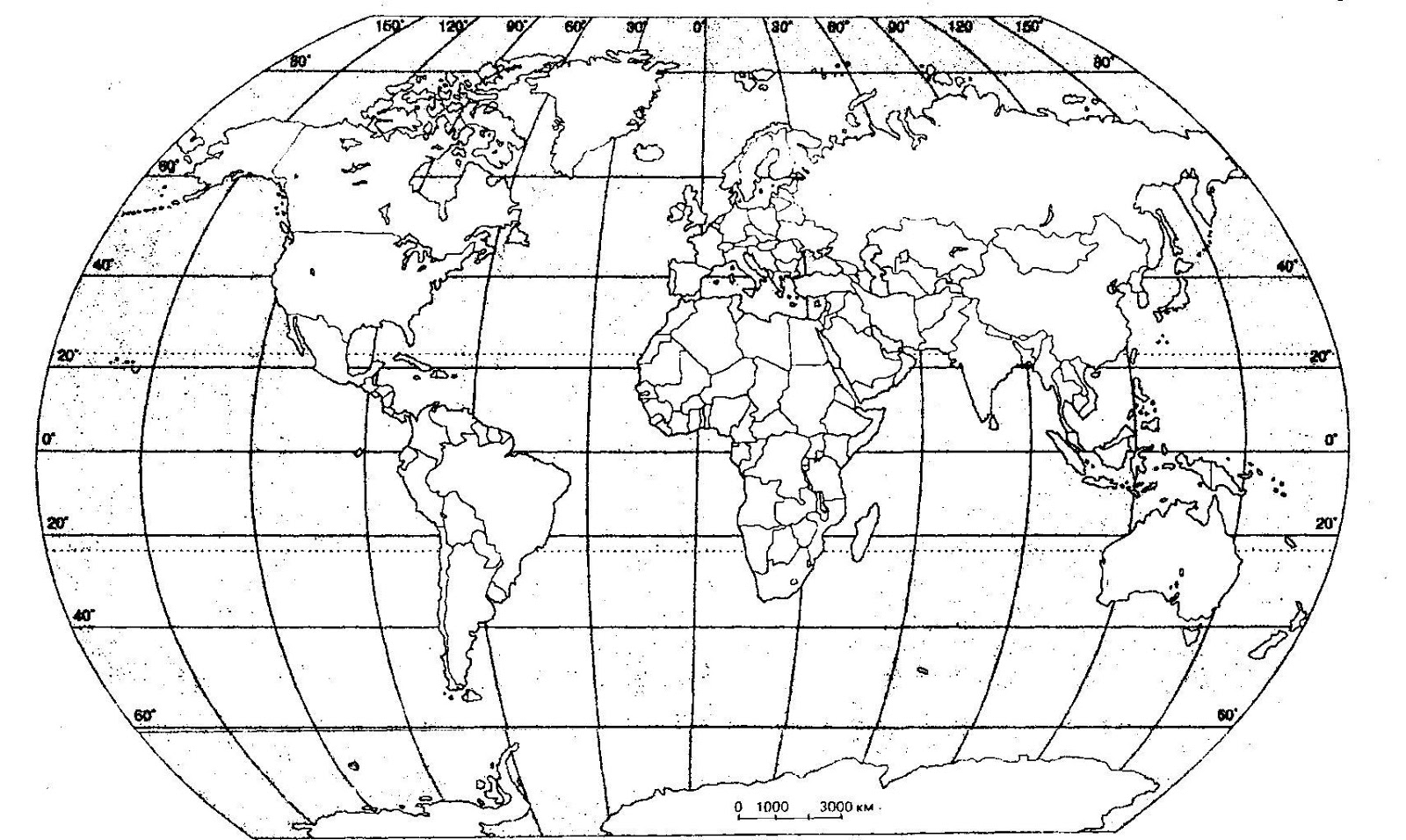 Контурная карта мира для печати а4 черно белая