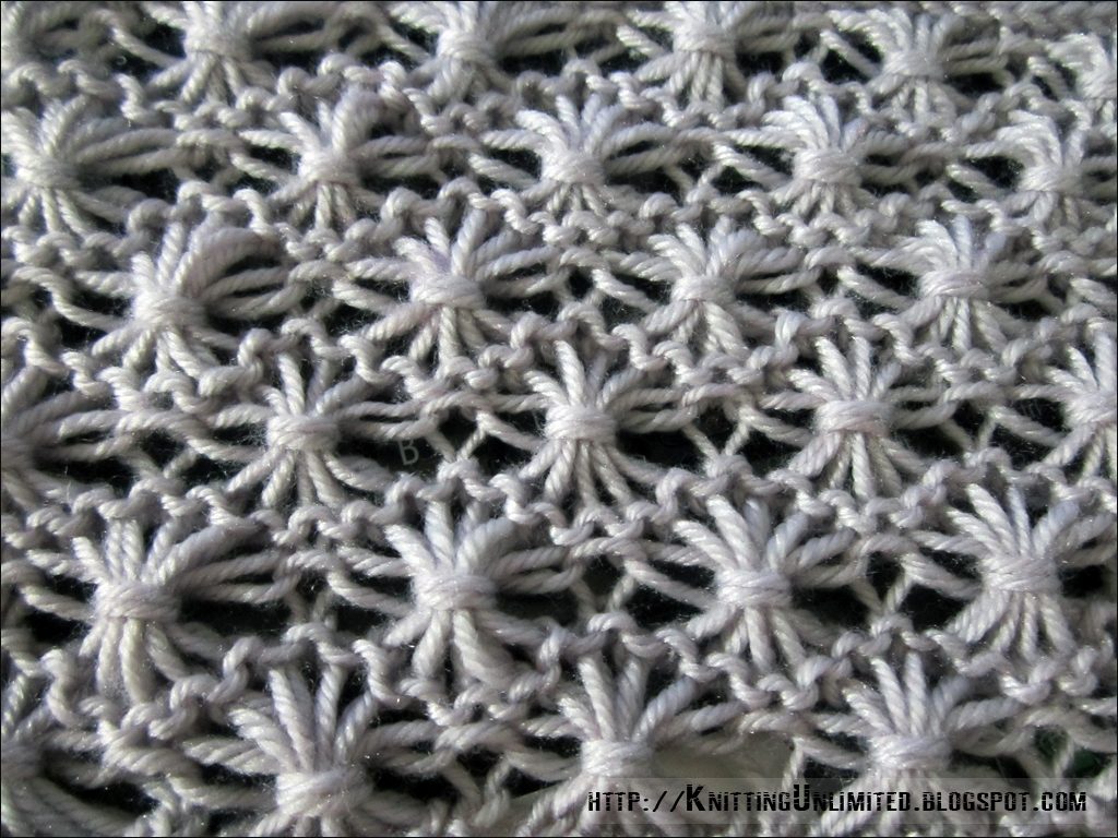 A beautiful knitting stitch creating amazing dandelion flowers