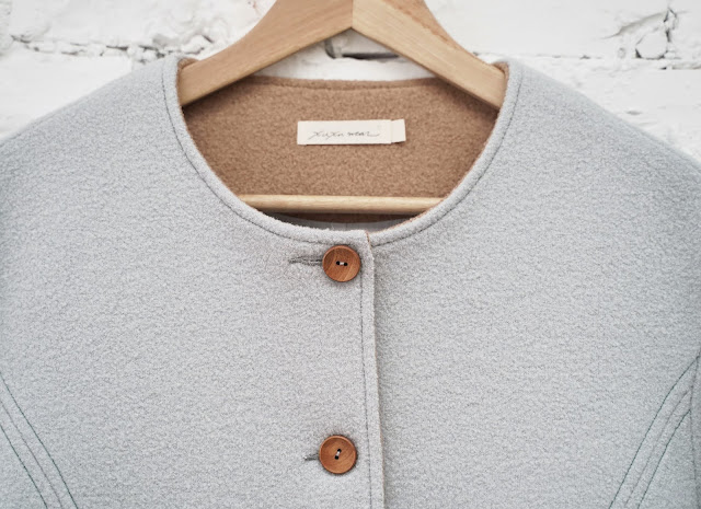 初冬的房間羊毛壓線混紡外套-灰