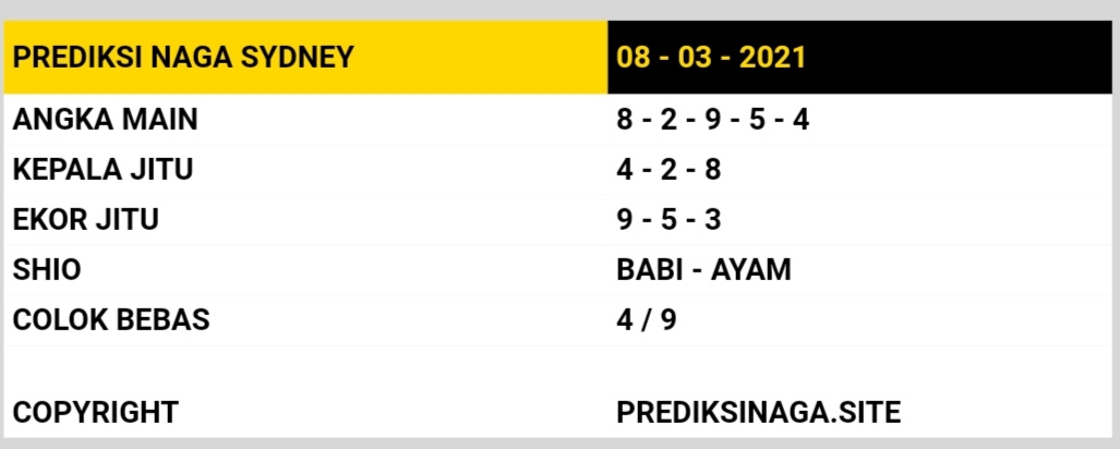 SYAIR SDY SENIN 08 MARET 2021 SYAIR NAGA