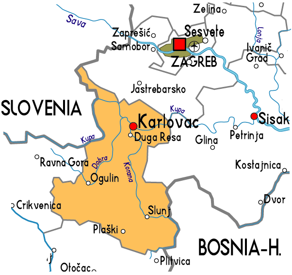 karlovac karta grada Karlovac Karta Regionalni Grad Pokrajine | Karta Hrvatska Regija  karlovac karta grada