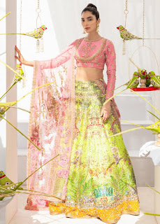 Mayun Lehenga Collection ' Pink Color Choli & Yellow Lehenga