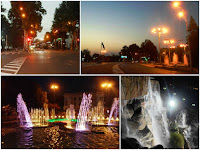 Evening Dushanbe - a waterfall, singing fountains, Ismaili Somoni Square