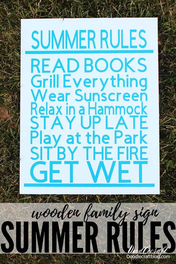 Summer Rules Cricut Vinyl Wood Sign DIY