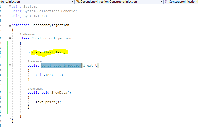 Microsoft Technologies Dependency Injection C Example Brief
