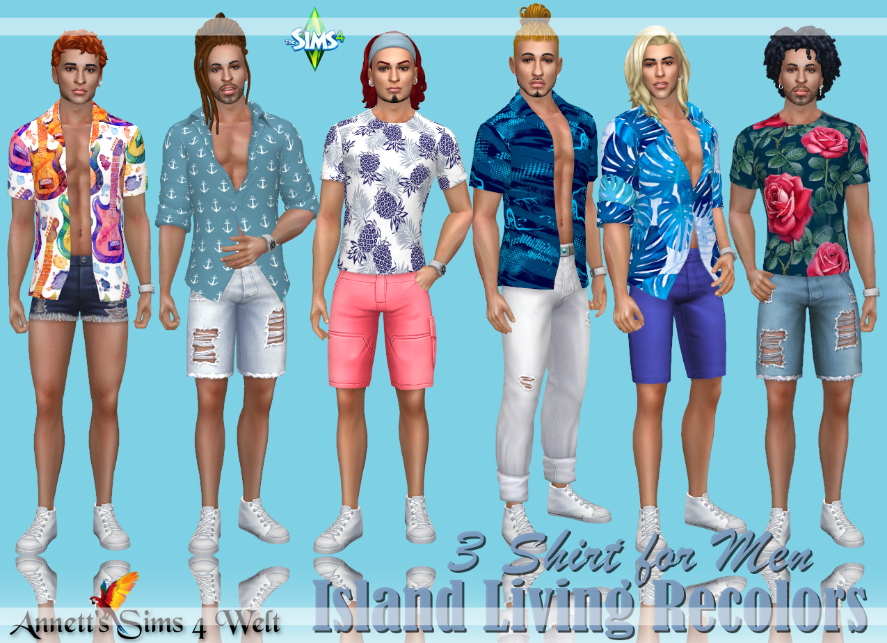 Annetts Sims 4 Welt Island Living Recolors 3 Shirts For Men