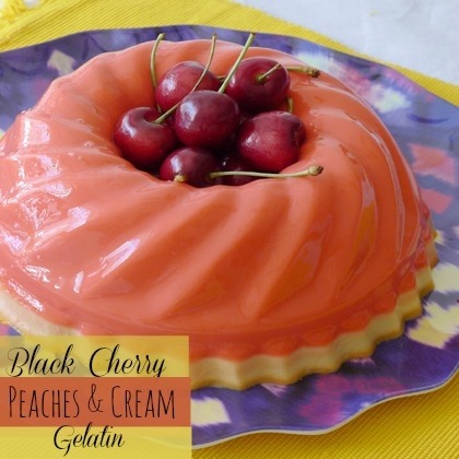 Layered Black Cherry and Peaches & Cream Gelatin
