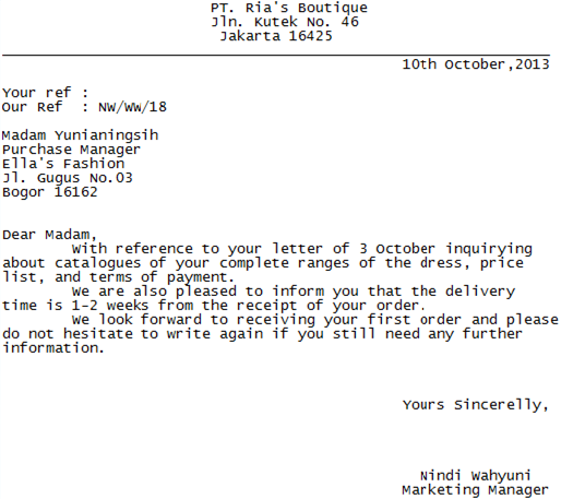 Surat Balasan Bisnis Dalam Bahasa Inggris Bisnis