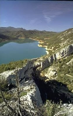 Pantano ,embalse, Pena ,Beceite ,frontera ,Valderrobres, desde arriba