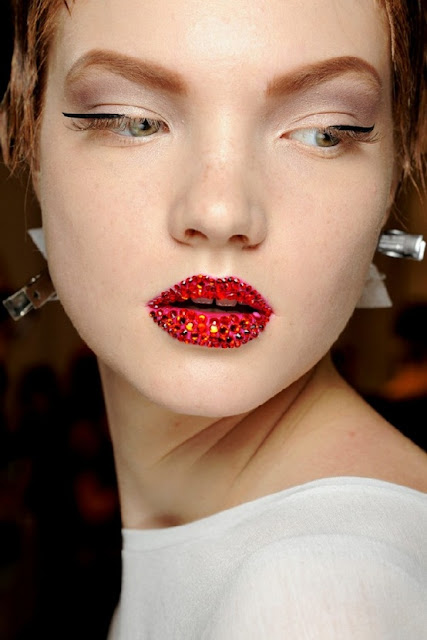 dior, couture, spring 2013, glitter lips, crystal lips