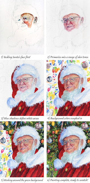 step by step creation of The Real Santa painting