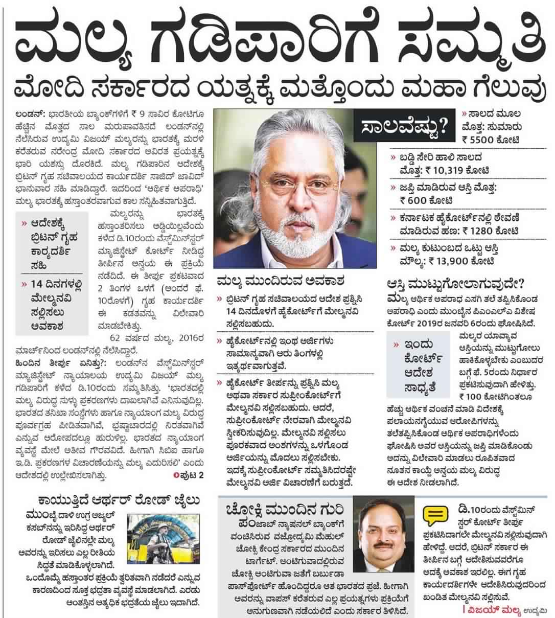 Kannada news paper in 522019