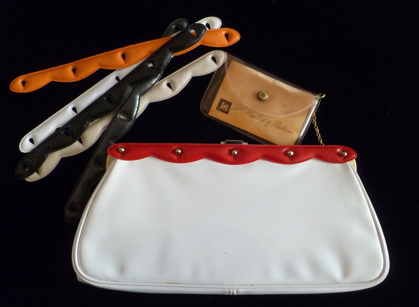 JR Florida Ivory Vinyl Clutch with Interchangeable Trims