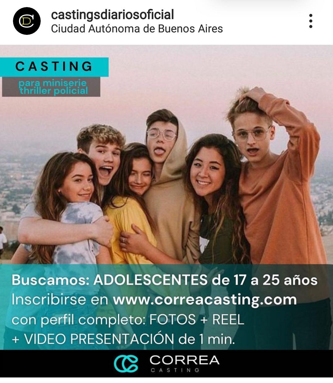 ARGENTINA CASTING se buscan ADOLESCENTES entre 17 y 25 años ambos sexos