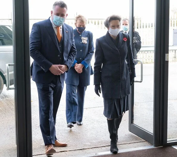 The Princess Royal officially opened the building by unveiling a plaque. navy wool cashmere coat