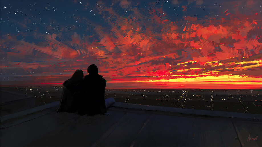 Couple Silhouette Watching 4K #5750b Wallpaper PC Desktop