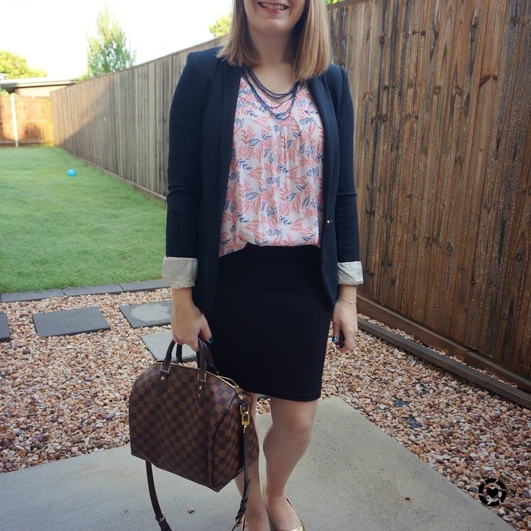 Away From Blue  Aussie Mum Style, Away From The Blue Jeans Rut: Weekday  Wear Link Up: Printed Tanks, Pencil Skirts and Blazers With Louis Vuitton  Speedy Bandouliere