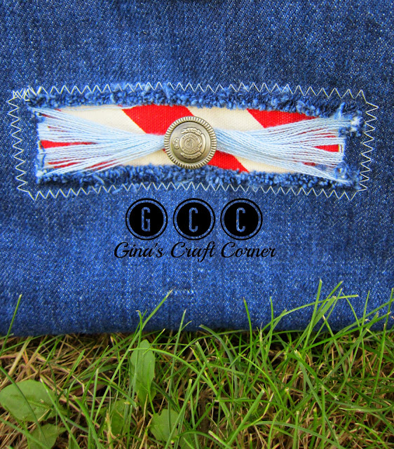 Blue Jean and Chevron Wristle by Gina's Craft Corner