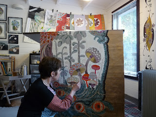 "Polly's Garden Party " My first Mural on canvas.... from concept to final installation... Part 1