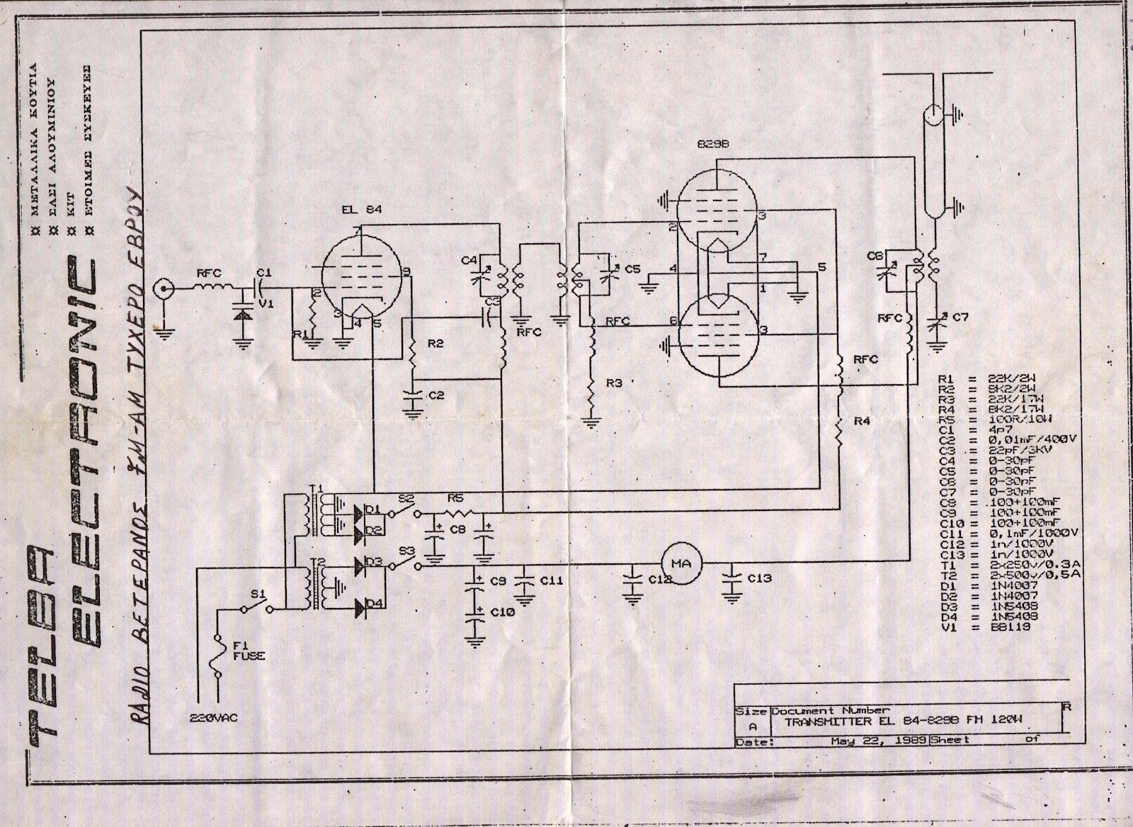 * Eletrônica Neutrons : Circuito esquema transmissor FM 120W valvulado.