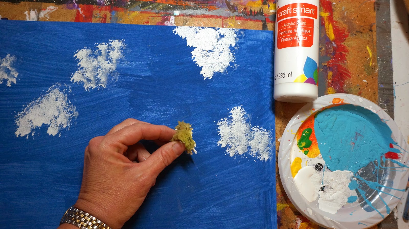 Acrylic Painting Clouds With Sponge BEST PAINTING